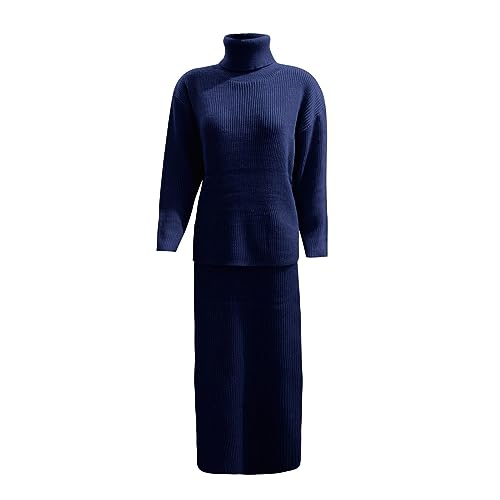 2 Teiler Damen Langer Rock : Strick Set Damen Zweiteiler Elegant Rollkragen Strickpullover Und Strickrock Gerader Rock Große Größen Jerseykleid Lässige Herbstkleid Herbst-Set Feinstrick Langarmshirt von Generisch