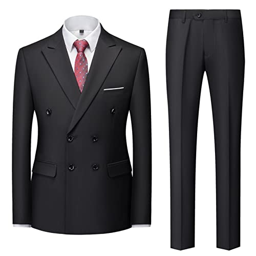 2 Teilig Anzug Herren, Herren Anzüge Slim Fit Zweireihig Hose Und Blazer Elegant Herrenanzug Business Sakkos Hochzeit Herrensakko Party Alltagsanzüge Klassischer Freizeitanzug Vintage Smokings Set von Generisch
