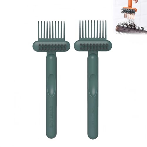 2-in-1-Haarbürsten-Reinigungswerkzeug, Kamm und Rechen zum Entfernen von Haarstaub von Bürsten, tragbarer Bürstenreiniger für Zuhause und Salon, Haarbürstenpflege für Männer und Frauen, Grün, 2 Stück von Generisch