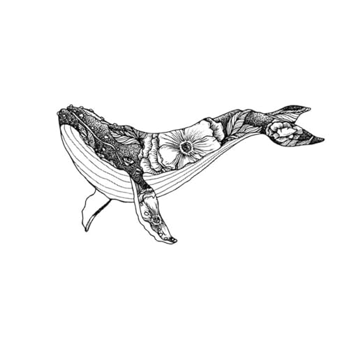 2 stücke Nette Schlüsselbein Wal Blume Temporäre Tattoo Aufkleber Wasserdicht Dauerhafte Männer Und Frauen Gefälschte Tattoos von Generisch