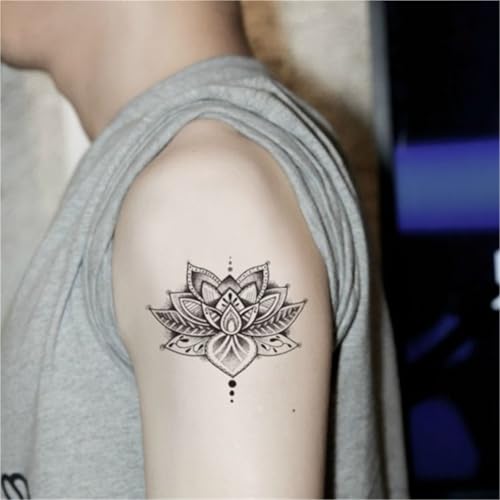 2 stücke Sanskrit Lotus Temporäre Tattoo Aufkleber Arm Wasserdicht Langlebig Gefälschte Tattoo Für Männer Und Frauen von Generisch