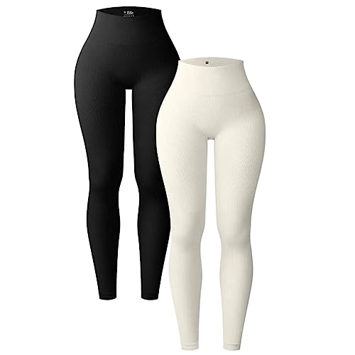 2-teilige Yoga-Leggings mit hoher Taille for Damen, weiche, athletische Bauchkontrollhose, weiche Workout-Yogahose, reguläre und Übergröße (Farbe : A, Größe : M) von Generisch