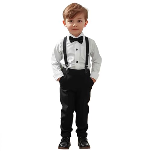2-teiliges Jungen festlichen Anzug Set Kinder Blazer & Hosen Outfit Kinder Gentleman Formelle Kleidung Hemd + Hose 2 teiler Komplett Set Party Hochzeitsanzug Baby Sets Schwarzes T Shirt von Generisch