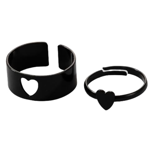2-teiliges passendes Herz-Ring-Set für Paare und Frauen, verstellbare hohle offene Ringe, Fingerbandringe für Männer und Frauen, Haltbarkeit von Generisch