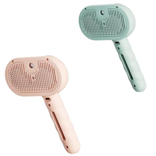 2 x Hunde-Dampfbürste, 4-in-1-Dampfbürste, selbstreinigend, Haustierspray, Haarentfernungskamm mit Haarausfall-Knopf von Generisch
