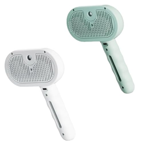 2 x Hunde-Dampfbürste, 4-in-1-Dampfbürste, selbstreinigend, Haustierspray, Haarentfernungskamm mit Haarausfall-Knopf von Generisch