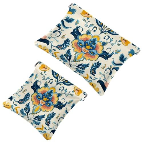 2 x Kosmetiktasche im Boho-Stil mit Blumenmuster, für Geldbörsen, wasserdichte Make-up-Tasche, Kosmetiktasche, tragbar, ohne Reißverschluss, Mehrfarbig 05, A:7.1x5.8in/18x14.8cm,B:4.7x4.5in/12x11.5cm 2 x Kosmetiktasche im Boho-Stil mit Blumenmuster, für Geldbörsen, wasserdichte Make-up-Tasche, Kosmetiktasche, tragbar, ohne Reißverschluss, Mehrfarbig 05, A:7.1x5.8in/18x14.8cm,B:4.7x4.5in/12x11.5cm von Generisch