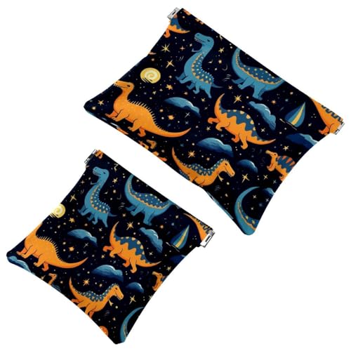 2 x Schrapnell-Beutel für Geldbörse, Sternen-Dinosaurier-727, wasserdichte Make-up-Tasche, tragbare Tasche für Frauen, Geschenke, Mehrfarbig 06, A：7.1x5.8in/18x14.8cm，B:4.7x4.5in/12x11.5cm von Generisch