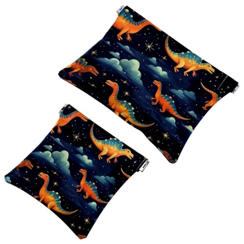2 x Schrapnellbeutel für Geldbörse, Sternen-Dinosaurier-727, wasserdichte Make-up-Tasche, tragbare Tasche für Frauen, Geschenke, Mehrfarbig 07, A：7.1x5.8in/18x14.8cm，B:4.7x4.5in/12x11.5cm von Generisch