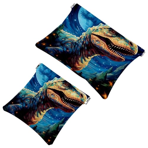 2 x Schrapnellbeutel für Geldbörse, Sternen-Dinosaurier-760, wasserdichte Make-up-Tasche, tragbare Tasche für Damen, Geschenke, Mehrfarbig 05, A：7.1x5.8in/18x14.8cm，B:4.7x4.5in/12x11.5cm von Generisch