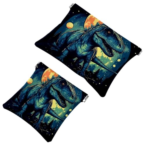 2 x Schrapnellbeutel für Geldbörse, Sternen-Dinosaurier-760, wasserdichte Make-up-Tasche, tragbare Tasche für Damen, Geschenke, Multicolor 08, A：7.1x5.8in/18x14.8cm，B:4.7x4.5in/12x11.5cm von Generisch