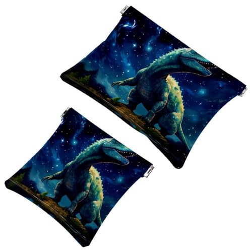 2 x Schrapnellbeutel für Geldbörse, Sternen-Dinosaurier-760, wasserdichte Make-up-Tasche, tragbare Tasche für Frauen, Geschenke, Mehrfarbig 04, A：7.1x5.8in/18x14.8cm，B:4.7x4.5in/12x11.5cm von Generisch