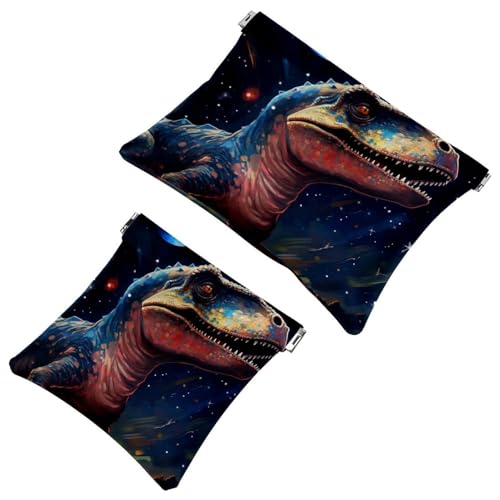 2 x Schrapnellbeutel für Geldbörse, Sternen-Dinosaurier-760, wasserdichte Make-up-Tasche, tragbare Tasche für Frauen, Geschenke, Mehrfarbig 06, A：7.1x5.8in/18x14.8cm，B:4.7x4.5in/12x11.5cm von Generisch