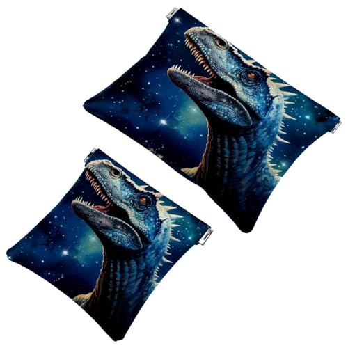 2 x Schrapnellbeutel für Geldbörse, Sternen-Dinosaurier-760, wasserdichte Make-up-Tasche, tragbare Tasche für Frauen, Geschenke, Mehrfarbig 09, A：7.1x5.8in/18x14.8cm，B:4.7x4.5in/12x11.5cm von Generisch