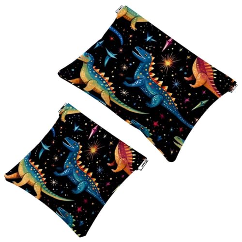 2 x Schrapnellbeutel für Geldbörse, farbiger Dinosaurier-793, wasserdichte Make-up-Tasche, tragbare Tasche für Damen, Geschenke, Mehrfarbig 05, A：7.1x5.8in/18x14.8cm，B:4.7x4.5in/12x11.5cm von Generisch