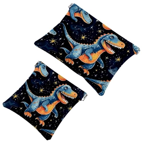 2 x Schrapnellbeutel für Geldbörse, farbiger Dinosaurier-793, wasserdichte Make-up-Tasche, tragbare Tasche für Damen, Geschenke, Mehrfarbig 07, A：7.1x5.8in/18x14.8cm，B:4.7x4.5in/12x11.5cm von Generisch