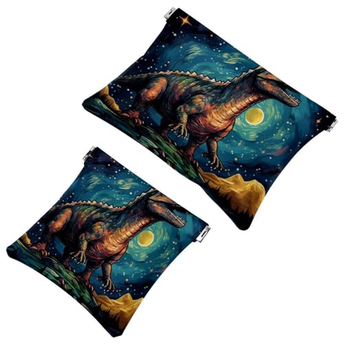 2 x Schrapnellbeutel für Geldbörse, farbiger Dinosaurier-793, wasserdichte Make-up-Tasche, tragbare Tasche für Damen, Geschenke, Multicolor 01, A：7.1x5.8in/18x14.8cm，B:4.7x4.5in/12x11.5cm von Generisch