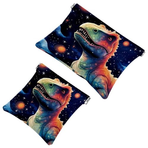 2 x Schrapnellbeutel für Geldbörse, farbiger Dinosaurier-793, wasserdichte Make-up-Tasche, tragbare Tasche für Damen, Geschenke, Multicolor 08, A：7.1x5.8in/18x14.8cm，B:4.7x4.5in/12x11.5cm von Generisch