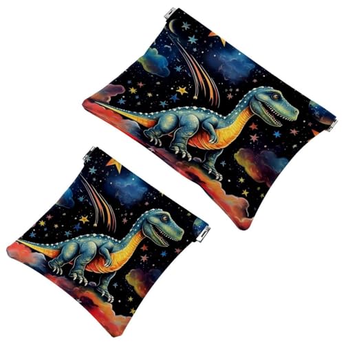 2 x Schrapnellbeutel für Geldbörse, farbiger Dinosaurier-793, wasserdichte Make-up-Tasche, tragbare Tasche für Frauen, Geschenke, Mehrfarbig 09, A：7.1x5.8in/18x14.8cm，B:4.7x4.5in/12x11.5cm von Generisch