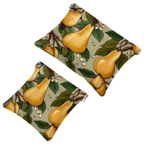 2 x Schrapnellbeutel für Geldbörse, frische Birne, wasserdichte Make-up-Tasche, tragbare Tasche für Frauen, Geschenke, Mehrfarbig 07, A：7.1x5.8in/18x14.8cm，B:4.7x4.5in/12x11.5cm von Generisch