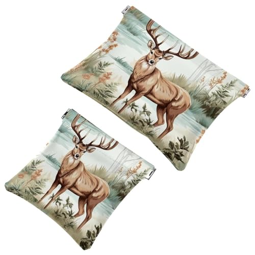 2 x Schrapnellbeutel für Geldbörse, weiße Blume und Taube, wasserdichte Make-up-Tasche, tragbare Tasche für Frauen, Geschenke, Mehrfarbig 09, A：7.1x5.8in/18x14.8cm，B:4.7x4.5in/12x11.5cm von Generisch