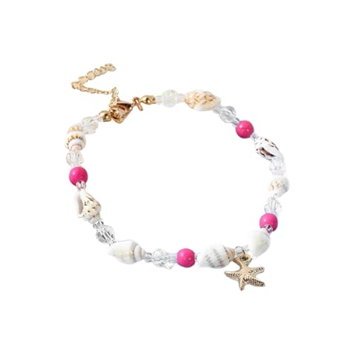 20 Mm Uhrenarmband für Herren natürliches und Muschel-Fußkettchen, modisches handgewebtes blaues Perlen- und Reisperlen-Armband, Armband und Fußkettchen, verstellbare Uhr Gt 2 Lederband, Einheitsgröße von Generisch