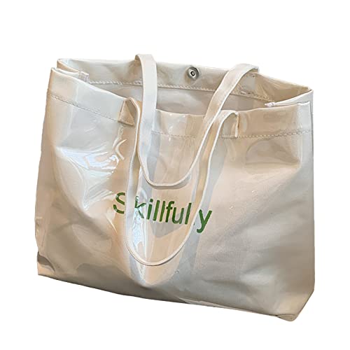 2022 Damen Große Kapazität Mode One Shoulder Transparent Handtasche Schultertaschen, B, Einheitsgröße von Generisch