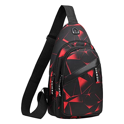2022 Koreanische Version Brusttasche Herren Mode Camouflage Herren Messenger Bag Stoff Freizeittasche Canvas Kleiner Rucksack Schultertasche Tote Bag, rot, Einheitsgröße von Generisch