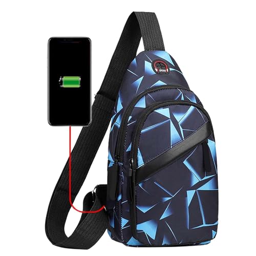 2022 Koreanische Version Brusttasche Herren Mode Camouflage Herren Messenger Bag Tuch Freizeittasche Canvas Kleiner Rucksack Doppellagige USB-Schnittstelle Schultergurte für Taschen, blau 2022 Koreanische Version Brusttasche Herren Mode Camouflage Herren Messenger Bag Tuch Freizeittasche Canvas Kleiner Rucksack Doppellagige USB-Schnittstelle Schultergurte für Taschen, blau von Generisch