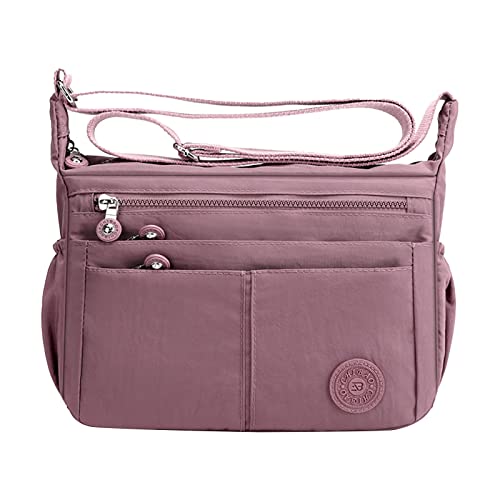 2023 Nylon-Stofftasche Eine Umhängetasche Leichte Tragetasche Große Kapazitätstasche Mehrere Große Kapazität Wasserdichte Lässige Umhängetasche Leggings Mit Taschen 3/4 (Pink, One Size) von Generisch