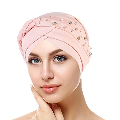 2024 Chemo Mützen Damen Beanie Mütze mit Edler Strass Nieten Applikation Longbeanie Slouch Chemo Kopfbedeckung Muslimischer Turban Hut Damen Casual Solid Multicolour Hut von Generisch