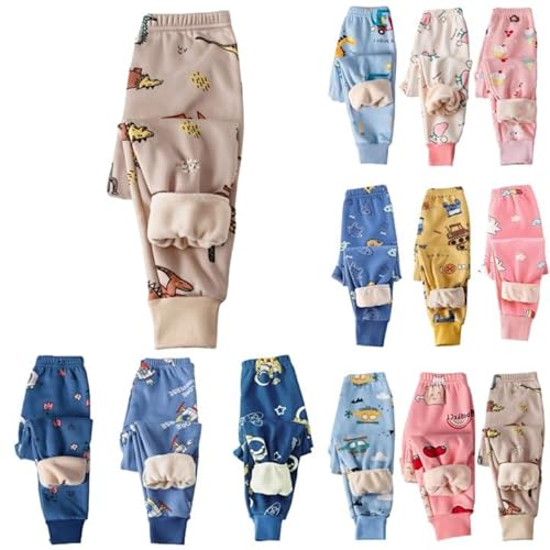 2024 Kinder Thermohose Gefütterte Hose Winterhose Kuschel Jogginghose Elastische Taille Thermo Leggings Sporthose Warme Winter Bequem Softshell Hosen für Jungen und Mädchen 1-9 Jahre von Generisch