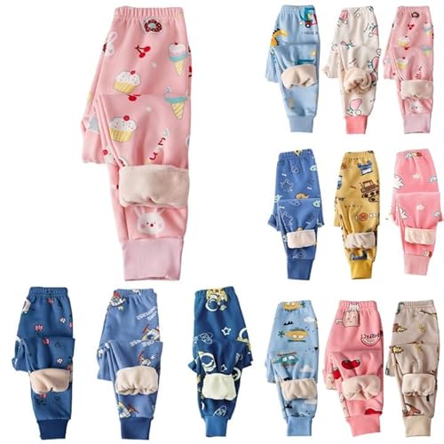 2024 Kinder Thermohose Gefütterte Hose Winterhose Kuschel Jogginghose Elastische Taille Thermo Leggings Sporthose Warme Winter Bequem Softshell Hosen für Jungen und Mädchen 1-9 Jahre von Generisch