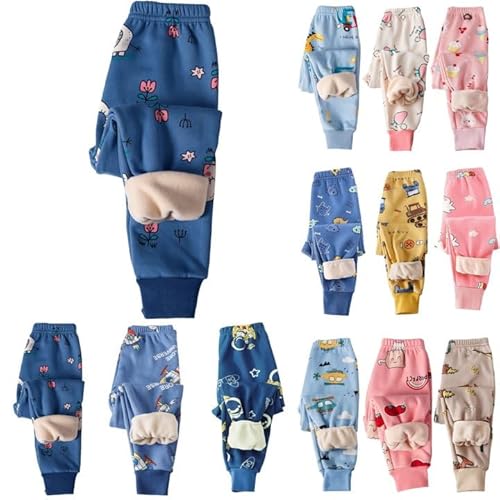 2024 Kinder Thermohose Gefütterte Hose Winterhose Kuschel Jogginghose Elastische Taille Thermo Leggings Sporthose Warme Winter Bequem Softshell Hosen für Jungen und Mädchen 1-9 Jahre von Generisch