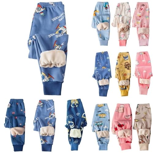 2024 Kinder Thermohose Gefütterte Hose Winterhose Kuschel Jogginghose Elastische Taille Thermo Leggings Sporthose Warme Winter Bequem Softshell Hosen für Jungen und Mädchen 1-9 Jahre von Generisch