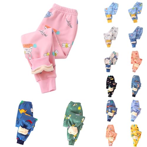 2024 Kinder Thermohose Gefütterte Hose Winterhose Kuschel Jogginghose Elastische Taille Thermo Leggings Sporthose Warme Winter Bequem Softshell Hosen für Jungen und Mädchen 2-8 Jahre von Generisch