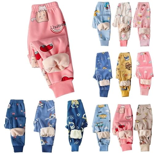 2024 Kinder Thermohose Gefütterte Hose Winterhose Kuschel Jogginghose Elastische Taille Thermo Leggings Warme Winter Bequem Softshell Sporthose Hosen für Jungen und Mädchen 1-9 Jahre von Generisch