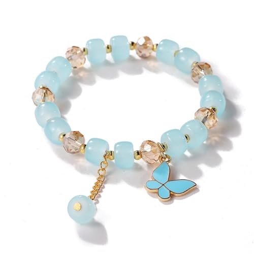2024 Neue Imitation Jade Schmetterling Glas Armband Kinder Perlen Armband Manschette Halskette, A, Harz, Kein edelstein von Generisch