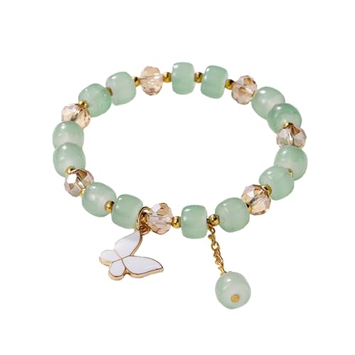 2024 Neue Imitation Jade Schmetterling Glas Armband Kinder Perlen Armband Manschette Halskette, A, Harz, Kein edelstein von Generisch