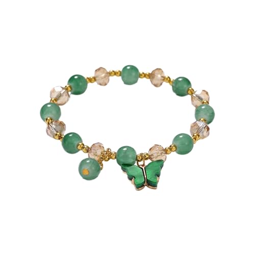 2024 Neue Imitation Jade Schmetterling Glas Armband Kinder Perlenarmband Einfache Ohrstecker, A, Harz, Kein edelstein von Generisch