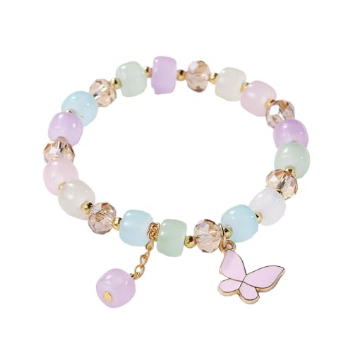 2024 Neue Imitation Jade Schmetterling Glas Armband Kinder Perlenarmband Tropfenform Creolen, A, Harz, Kein Edelstein von Generisch