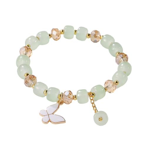 2024 Neue Imitation Jade Schmetterling Glas Armband Kinder Perlenarmband Tropfenform Creolen, A, Harz, Kein Edelstein von Generisch