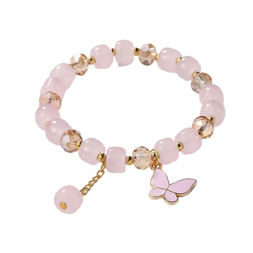 2024 Neue Imitation Jade Schmetterling Glas Armband Kinder Perlenarmband Tropfenform Creolen, A, Harz, Kein edelstein von Generisch