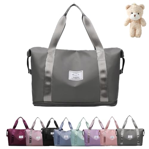 2024 Neue Reisetasche, 2024 Neue Reisetasche, Faltbare Reisetasche, Handgepäck, Sporttasche für Männer und Frauen (Gray) von Generisch