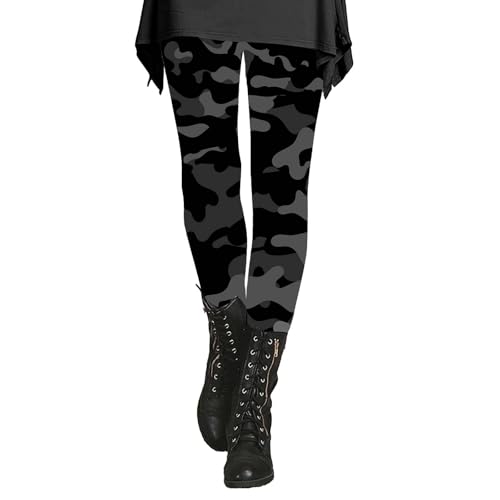 2024 Weihnachtsleggings für Damen, Thermohose, warm, für Herbst und Winter, Camouflage-Leggings, künstlerisch bedruckt, weich, dehnbar, Workout-Leggings für Damen, dunkelgrau, 4XL von Generisch