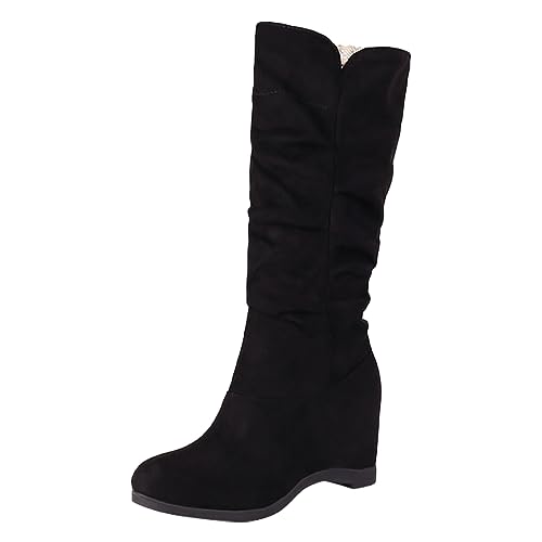 2025 2023 Herbst und Winter Neue koreanische Stiefel für Damen, mattiertes Wildleder, einfarbig, Steigung mit hohen Stiefeln, breite Westernstiefel, Schwarz , 40 EU 2025 2023 Herbst und Winter Neue koreanische Stiefel für Damen, mattiertes Wildleder, einfarbig, Steigung mit hohen Stiefeln, breite Westernstiefel, Schwarz , 40 EU von Generisch