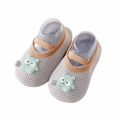 2025 Babysocken mit Sohle, weich, bequem, für Kleinkinder, Jungen Mädchen, 1 Monat bis 4 Jahre, rutschfest, für drinnen draußen, alle Jahreszeiten Klamotten (Grey1, S) von Generisch