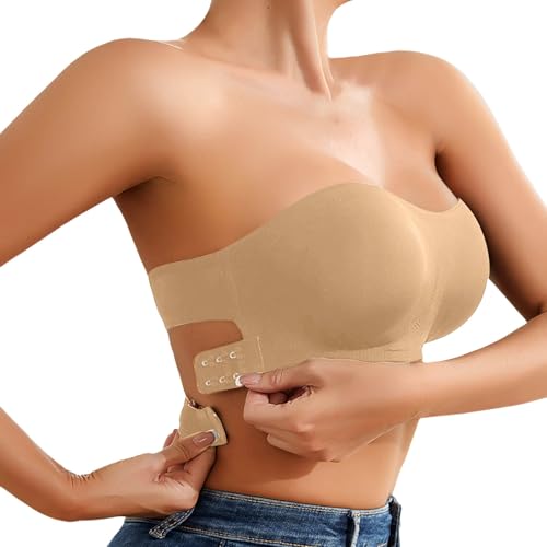 2025 - Bequemer Nylon-Stretch-BH für Damen für den Alltag, Hochzeitssaison, trägerloses Brautkleid, Nahtlose Unterstützung Top Ohne Träger (Beige, M) von Generisch