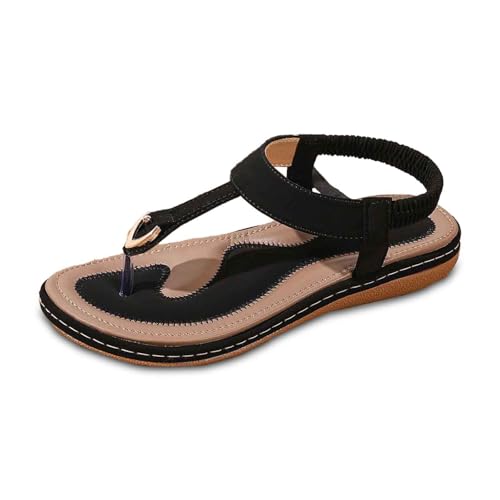 2025 Damen Bohemian Strass T-Riemen Flache Sandalen Sommer Bequeme Flipflops Strand Thong Sandalen Casual Sandalen Frauen, Schwarz , 40 EU 2025 Damen Bohemian Strass T-Riemen Flache Sandalen Sommer Bequeme Flipflops Strand Thong Sandalen Casual Sandalen Frauen, Schwarz , 40 EU von Generisch