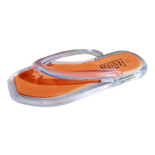 2025 Damen-Flip-Flops, Sommer, Zuhause, Outdoor, Strand, transparent, Kristall, Clip-Toe, große Größe, Hausschuhe, waschbar, Slingback-Sandalen, Orange, 38.5 EU 2025 Damen-Flip-Flops, Sommer, Zuhause, Outdoor, Strand, transparent, Kristall, Clip-Toe, große Größe, Hausschuhe, waschbar, Slingback-Sandalen, Orange, 38.5 EU von Generisch